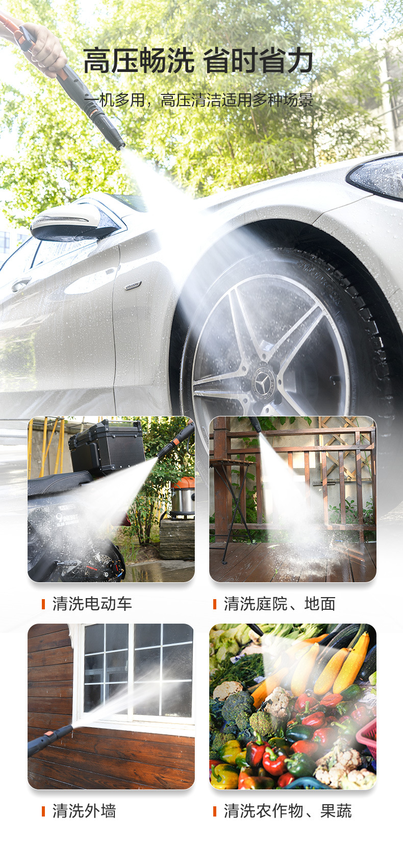 Yili Car Washer 4310 - Self-priming, dual-use, household waterproof cleaning machine, durable, portable, with gun shut-off and sensor motor
