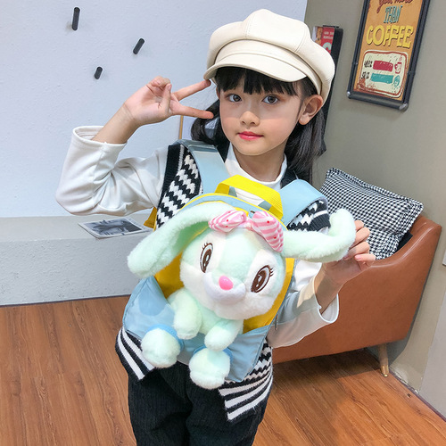 New Children's Backpack Cute Rabbit Doll Student Kindergarten School Bag Creative Baby Backpack Wholesale Printing