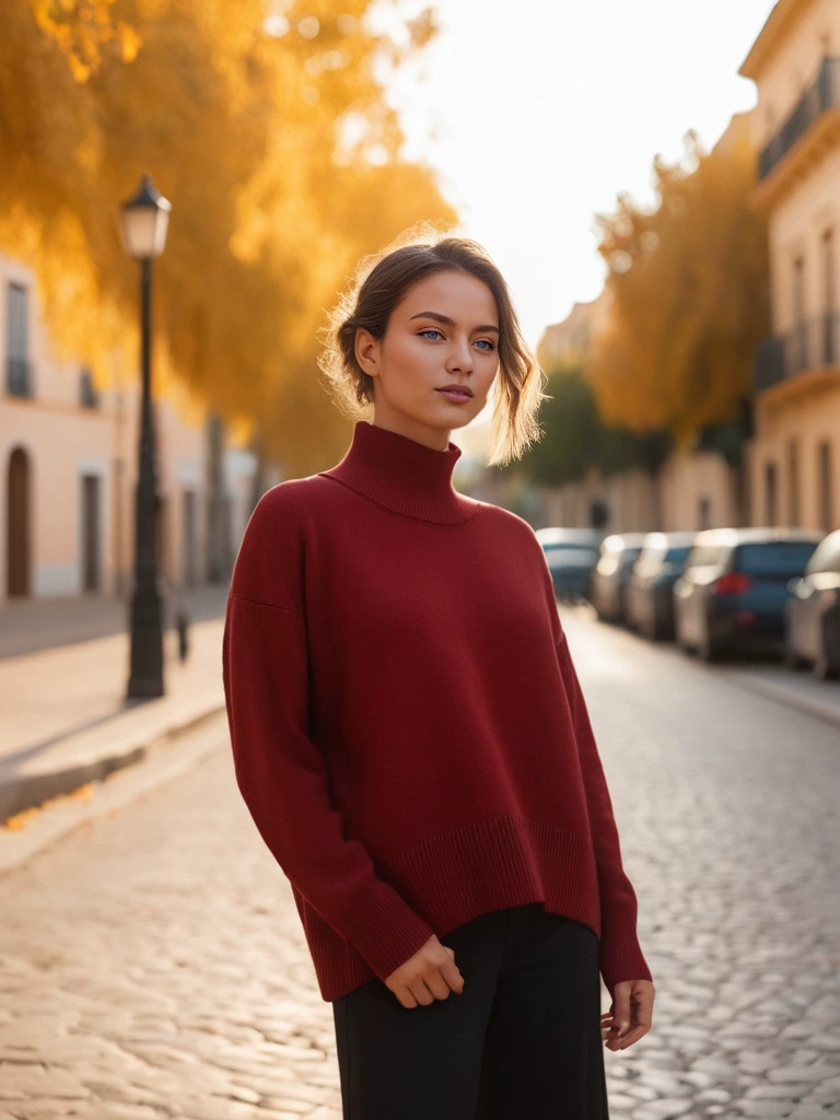 Demi-season Oversize Sweater, European City Style, Turtleneck, Multi-color Options