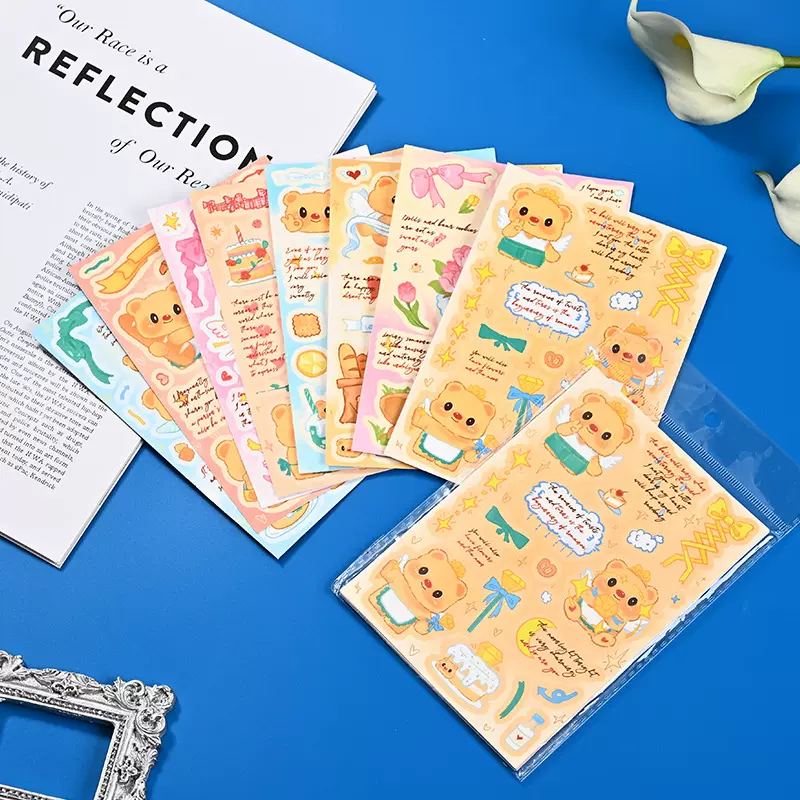 可爱小熊贴纸定制儿童创意DIY贴纸卡定做小学生书本装饰卡通贴纸