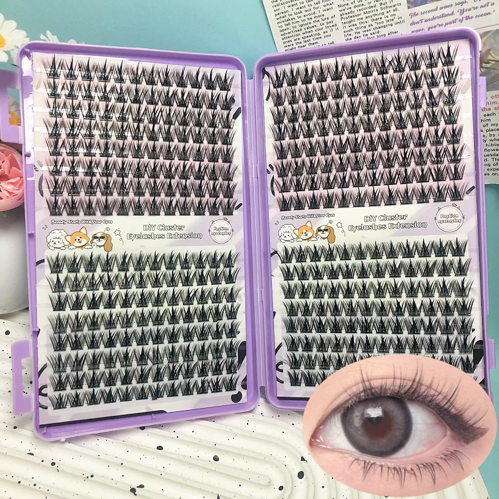 Serie de pestañas postizas transfronterizas Libro de pestañas de comercio exterior Pestañas postizas en inglés completas Pestañas postizas de gran capacidad, pelo segmentado de un solo racimo