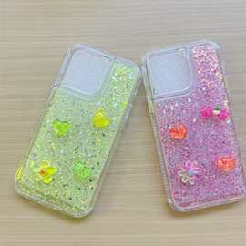 南美批发适用TECNOPOVA7滴胶闪片卡通配件SPARK40PRO防摔手机壳