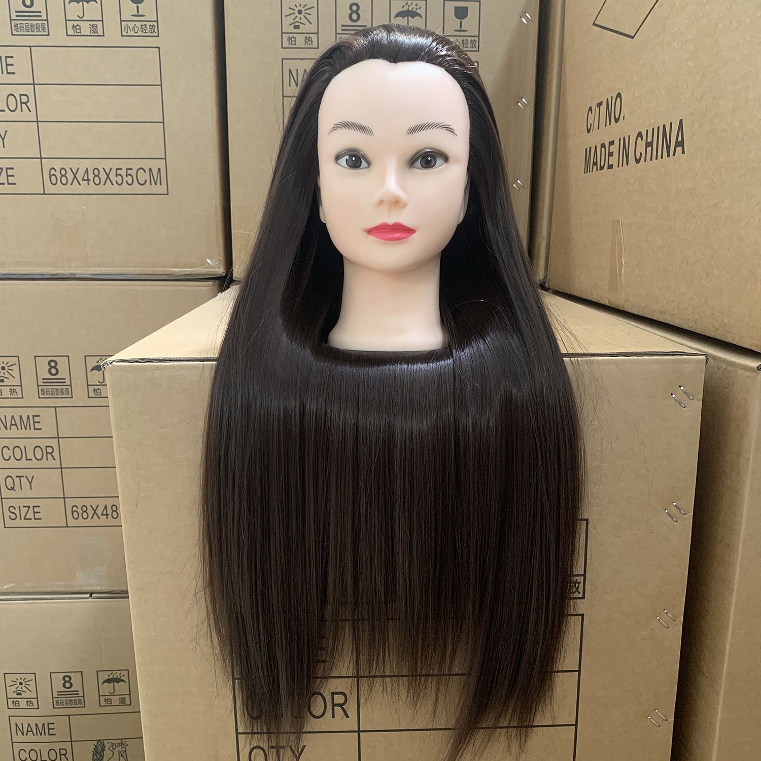 Cabeza de Maniquí para Peluquería de Fibra de Alta Temperatura para Práctica de Peinado y Corte image 7