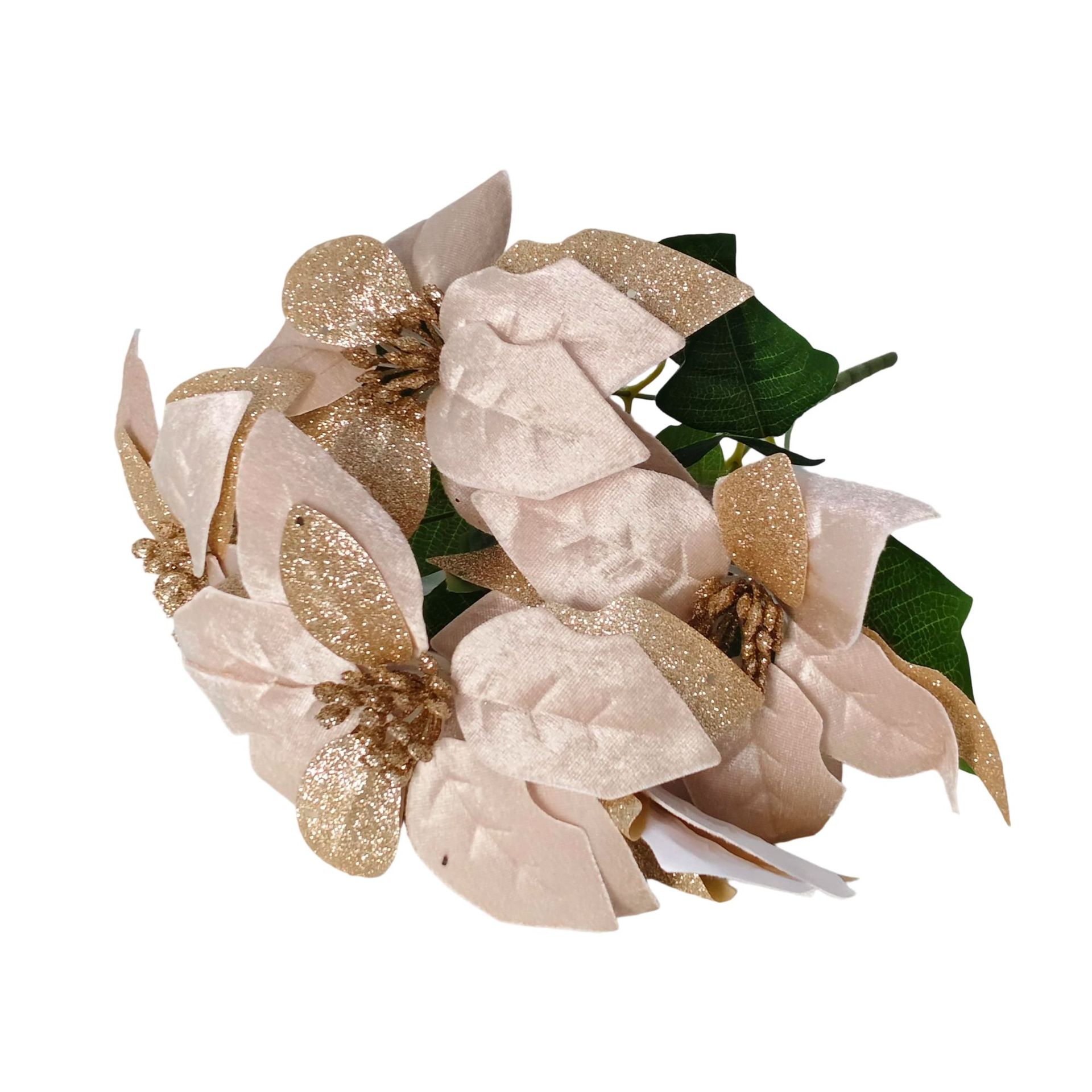 Nuevos productos transfronterizos flores de Navidad artificiales simulación de flores falsas de cártamo flor de Navidad decoración floral ramo de polvo de oro