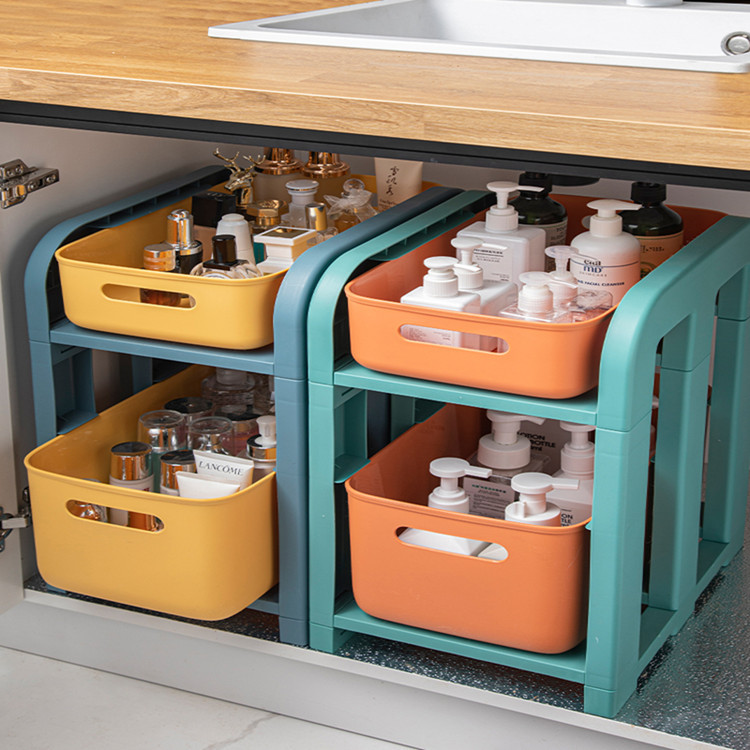 Bathroom Trolley Storage Rack Children's Toy Storage Rack Drawer Type Storage Box With Pulleys Double-layer Bathroom Cabinet