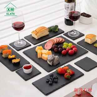 Cross-border supply manufacturers wholesale collection black Western Japanese slate mat slate plate bluestone cheese plate