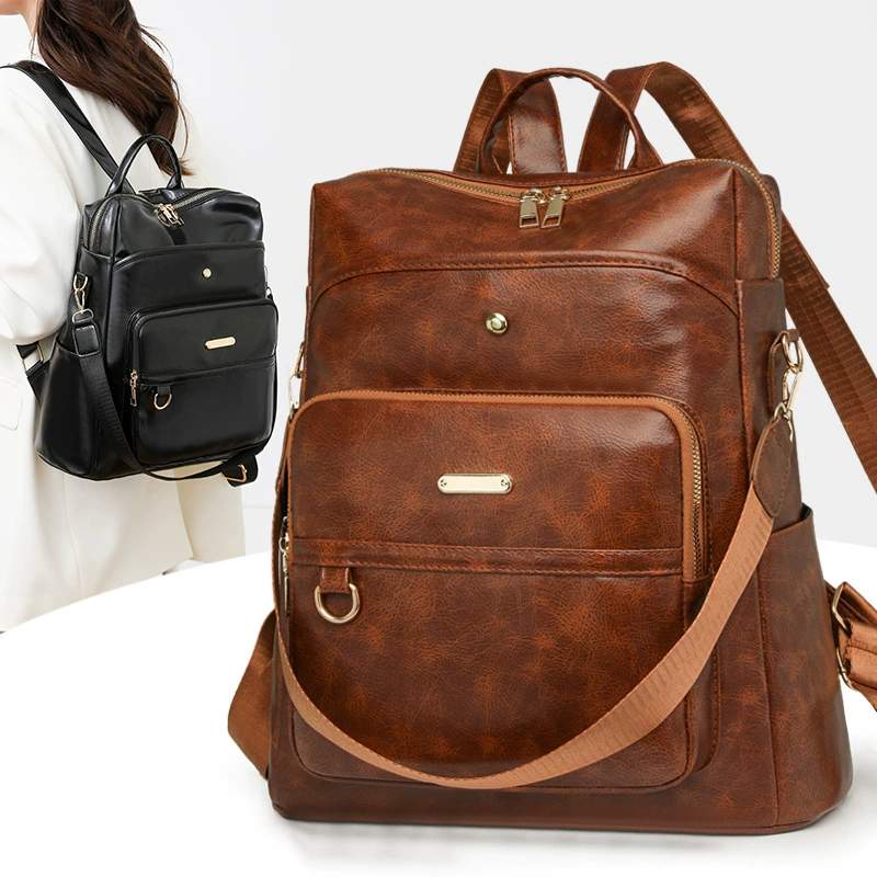 Capacious backpack, trend retro polyurethane one-shoulder bag to go out, (Cross-border trading)