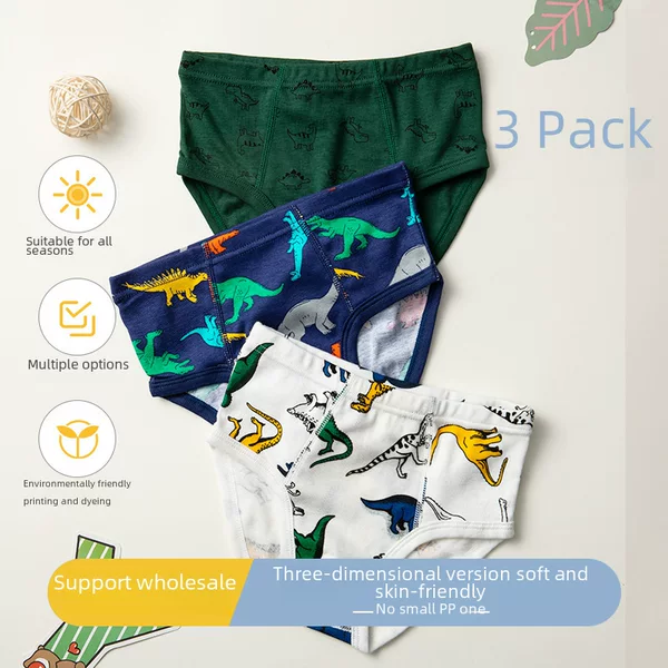 European and American style triangle boys' underwear cotton baby boys' underwear dinosaur cartoon underwear