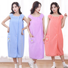 ✅珊瑚绒浴裙柔软亲肤可穿吊带浴袍百变浴巾沙滩巾可穿浴巾厂家批