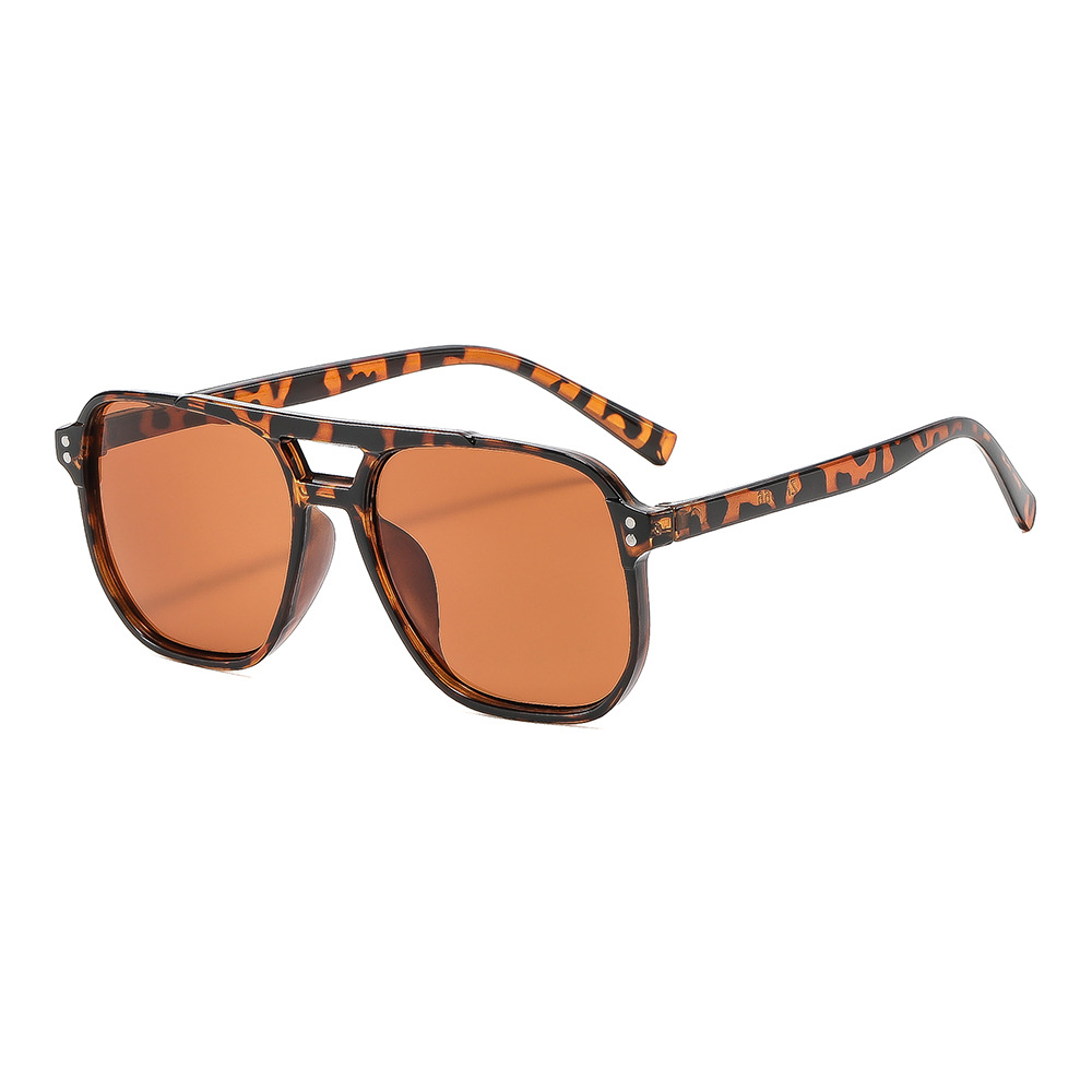 Gafas de sol vintage de doble puente, estilo transfronterizo, modernas y sencillas, con montura grande y lentes de estilo oceánico.