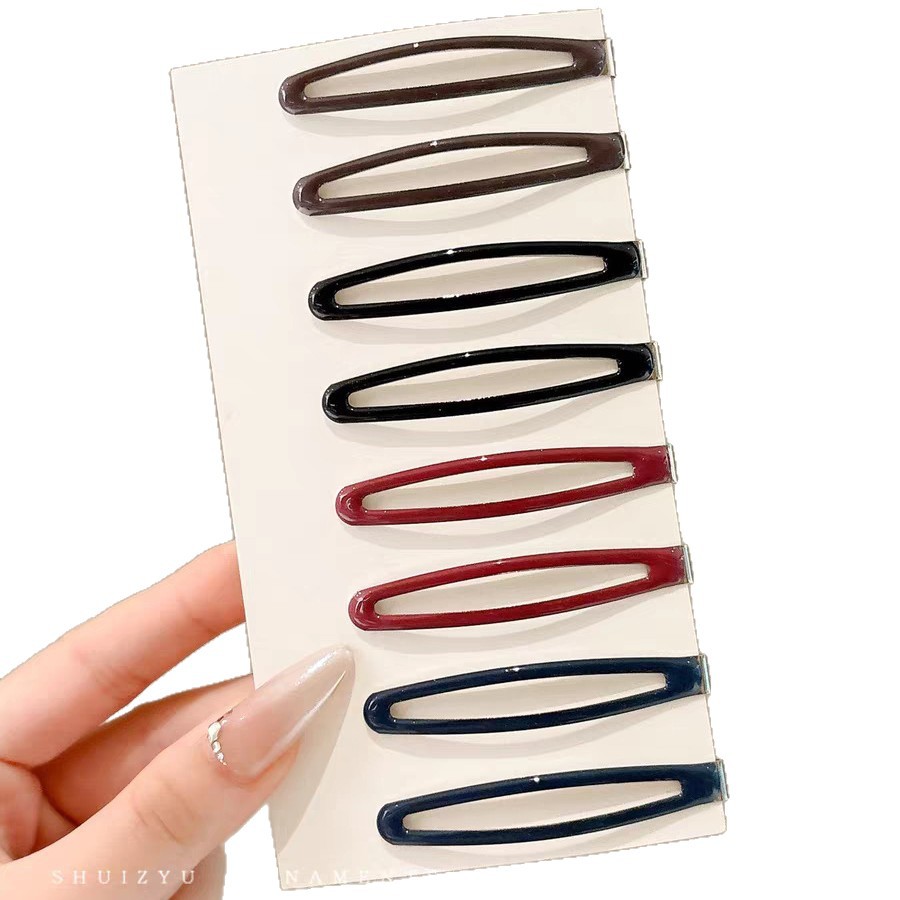 El clip de pestaña elíptica gota de agua adorable clip de cabello BB estriado gota de aceite color temperamento nuevo clip de cabello de moda