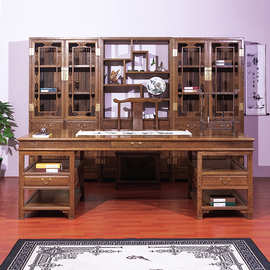 红木家具鸡翅木画案书法桌中式办公桌实木写字台仿古书画桌电脑桌