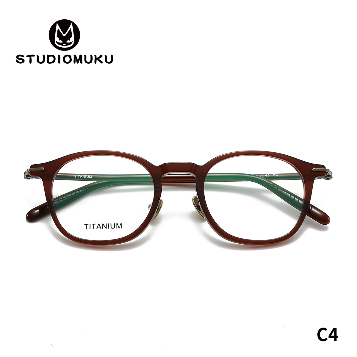 Las gafas de madera fresco STUDIOMUKU se actualizan constantemente hasta que el marco de gafas ovaladas perfecto Marco de gafas de hoja de titanio puro