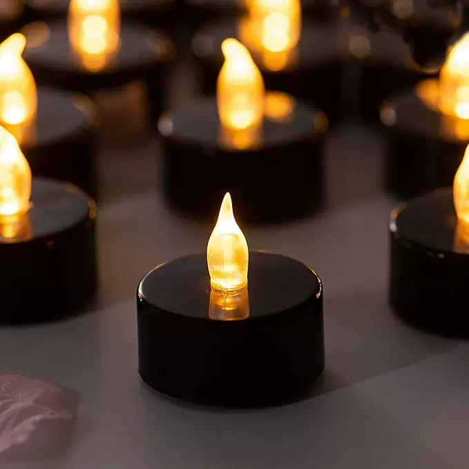 圣诞节led蜡烛 仿真黑色电子蜡烛闪烁茶蜡灯创意摆件小蜡烛氛围灯