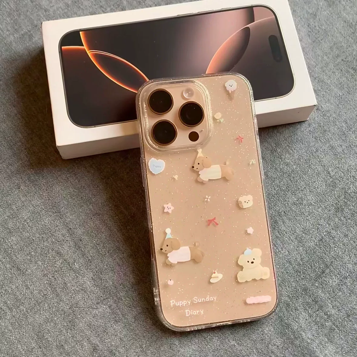 Новый торт щенок подходит для Apple 16 чехол для телефона 15promax блеска мягкий чехол 14 15 больших отверстий XS минималистичный