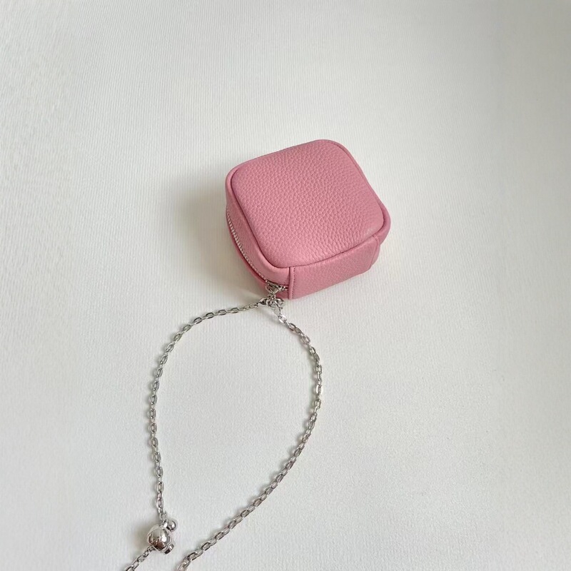Tc Cowhide Coin Purse Multifunctional Portable Makeup Bag Lipstick Storage Bag Crossbody Small Bag Tofu Bag Chain Bag