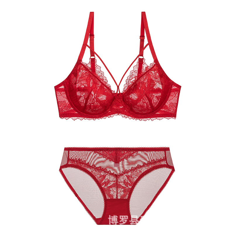 Procesamiento personalizado comercio exterior ropa interior de talla grande traje de ropa interior femenina personalizada encaje espalda hermosa sujetador sexy ultrafino