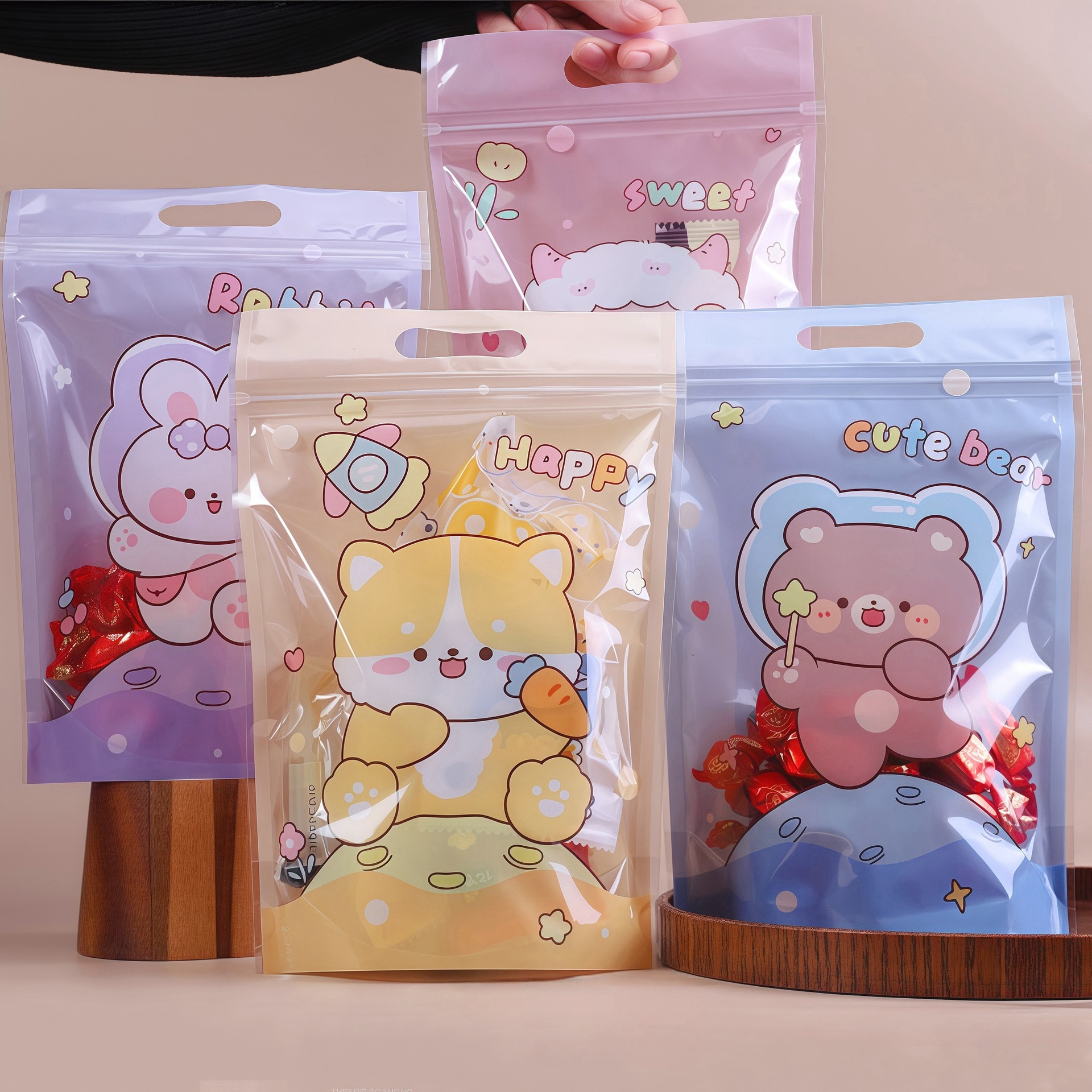 大号可爱卡通食品密封包装袋手工烘焙曲奇饼干雪花酥坚果零食袋子