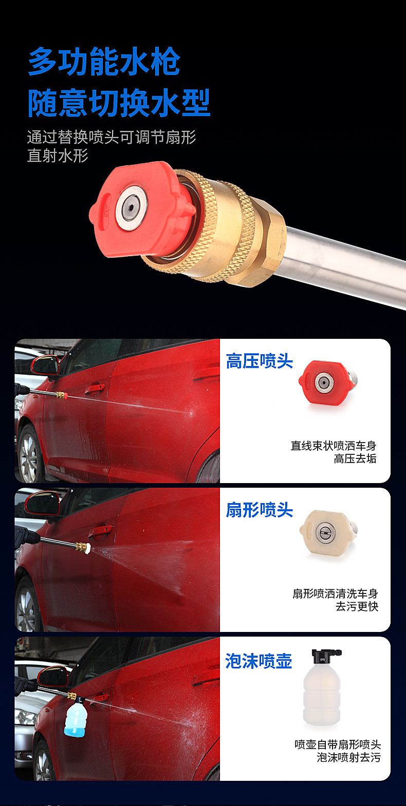 Cross-border foreign trade wholesale wireless lithium-ion high-pressure water gun, lithium-ion car washing machine, household turbo floor cleaner, direct from the factory