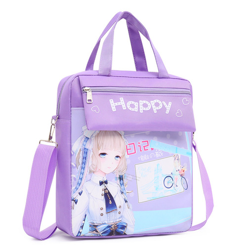 Tuition bag, primary school student handbag, student shoulder crossbody bag, tutoring school bag, boys and girls hand-carrying backpack