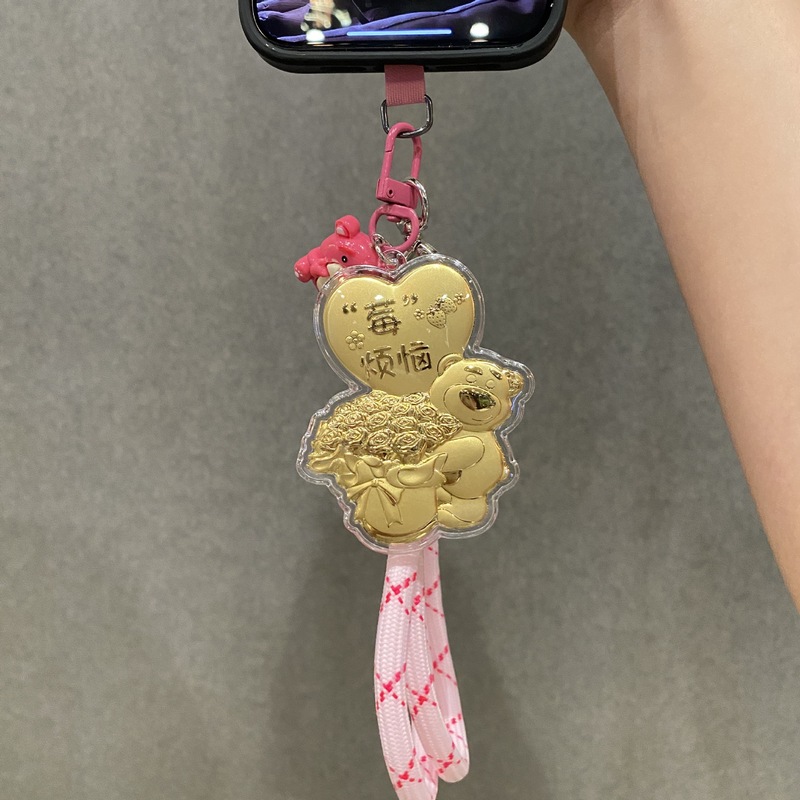 Shuibeitong ストロベリーベアキーホルダーペンダントベリータラスキーペンダント純金 20mg ガールフレンドのための中国のバレンタインデーギフト|undefined