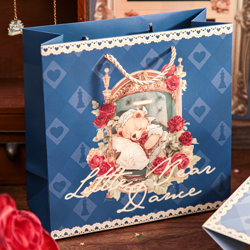 Bolso de regalo del Sr. Paper, serie de música de baile de oso, bolso de transporte de embalaje de regalo de dibujos animados lindo y de alto valor