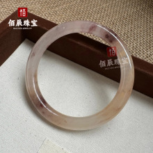 金丝玉手镯新疆戈壁玉彩玉窄条圆条玉石紫罗兰细圆条手镯飘花玉镯