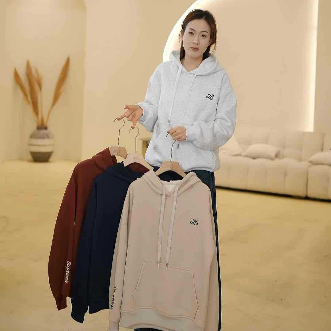 H1104-158欧韩刺绣工艺加厚加绒连帽卫衣G