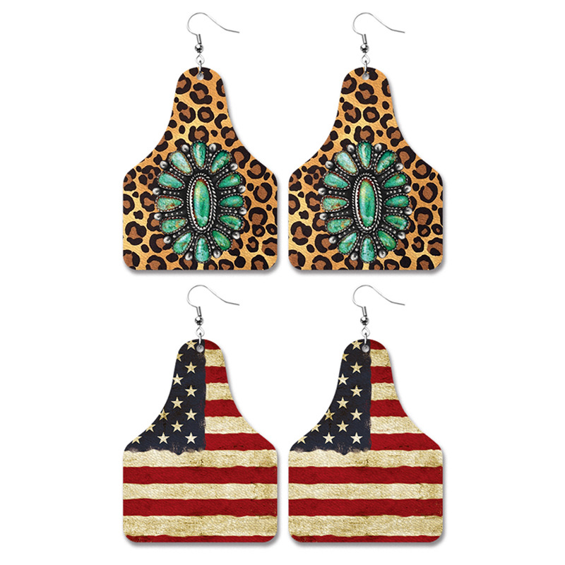 Denim retro geometric earrings