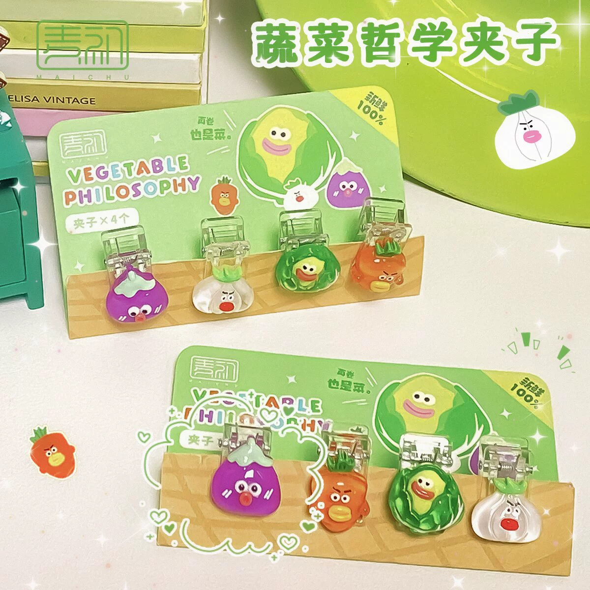 Май Чу 0214 Овощной Философия Клип Rins Мультфильм Симпатичный Студенческий тестовый скрепка