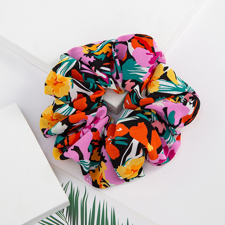 Fashion Hair Rope Flower Hair Ring Printing Simple Hair Accessories display picture 2