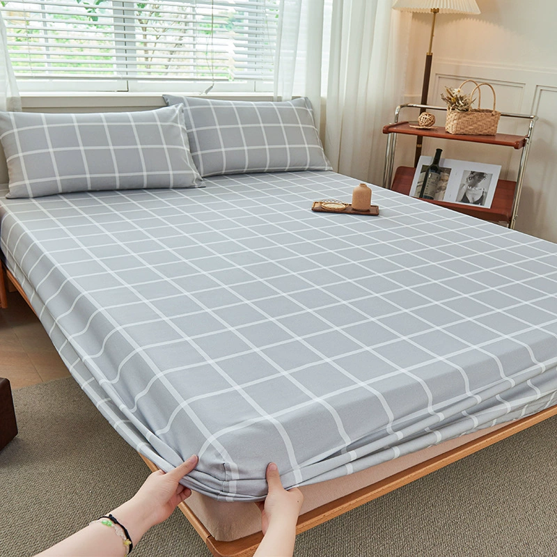 Thickened old coarse cloth sheets, simple striped home double machine washable student dormitory sheets, can be equipped with a three-piece set