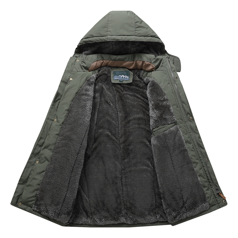 Chaqueta de algodón gruesa de hombre, chaqueta de algodón gruesa de invierno, chaqueta de algodón larga media