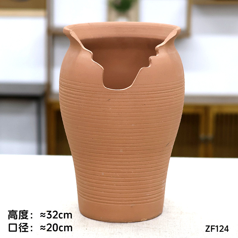 特大号切口多肉花盆粗陶瘦高紫乐悬崖老桩紫砂缺口透气大法师陶瓷