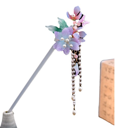 Ancient Style Hairpins for Women, Elegant New Chinese Style Hair Ornament, Tassel Pendant for Updo, Simple Brooch with Lychee Beads, Wooden Hairpin Headpiece for Qipao