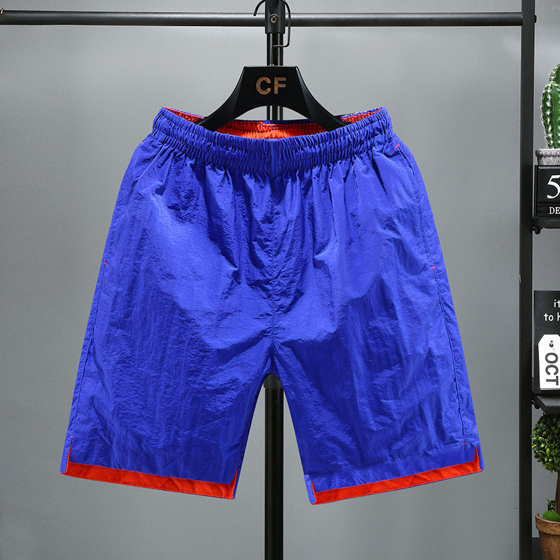 Net red spirit with the spirit of boy shorts male slim-fit solid color five-colored pants social Beach three-point pants