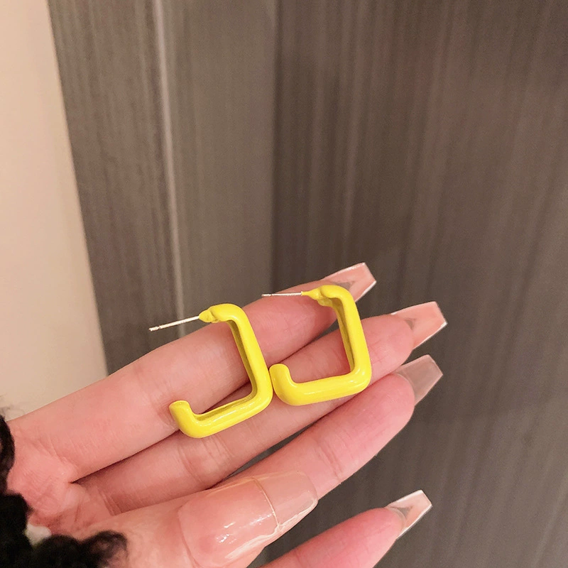 Серьги — коллекция модной желтой Fresh, цветы и минималистичные стили, гипоаллергенные штифты
