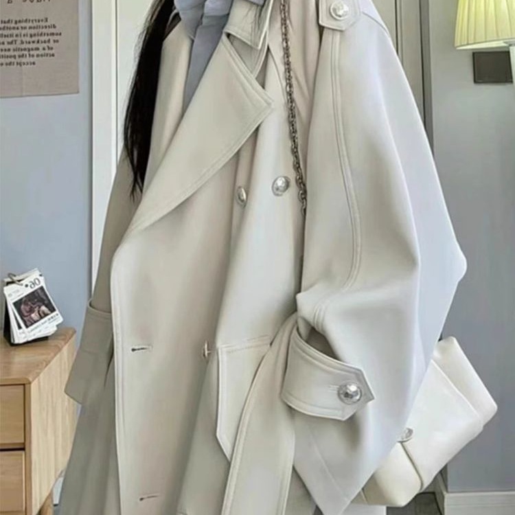 This Year's Popular Style Windbreaker Jacket 2025 Spring and Autum New Korean Style High-End Elegant Mid-Length Coat for Women