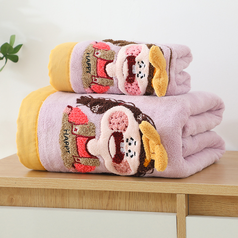 リトルリッチウーマンサスペンダーバススカート新しい刺繍漫画入浴ウェアラブルバスタオル刺繍フェイスタオル包頭ドライヘアタオル|undefined