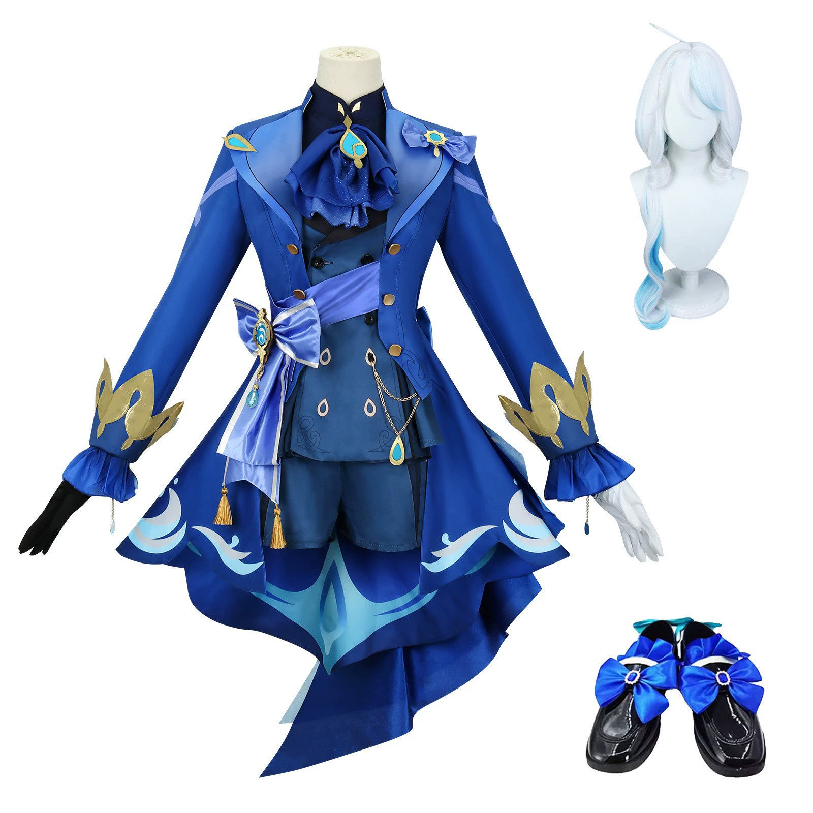 Cosplay Costume Water God Tister — Full Outfit with Wig & Accessories, One Size