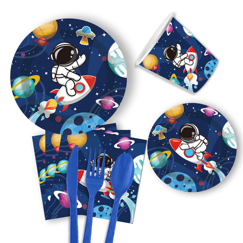 漫画宇宙飛行士のテーマ誕生日パーティーの装飾空飛ぶ円盤惑星紙皿ティッシュペーパーカップ子供の装飾用品|undefined