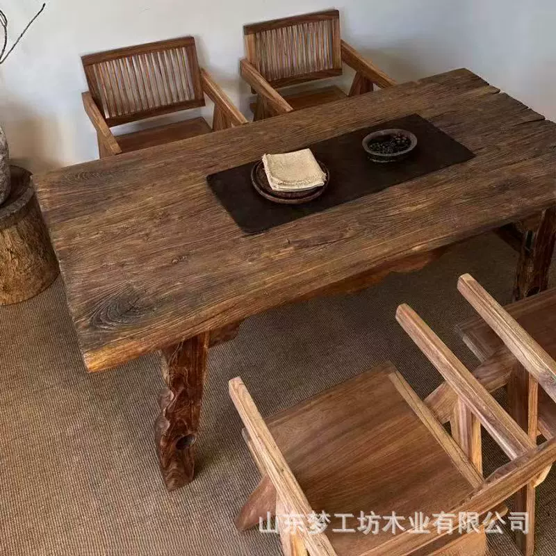 老榆木茶桌风化自然纹理老榆木茶台家用功夫茶茶桌办公室喝茶桌子