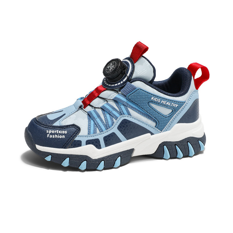 Zapatos de niñas de primavera y otoño 2025, nuevos zapatos de suela suave antideslizante para niños, zapatos de botón giratorio para padres.