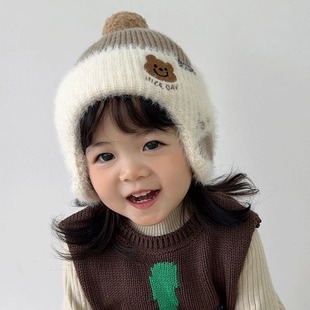 Children's Ear Protection Hat fleece-lined Autumn and Winter New Cubs Cute Mink Hair Korean Fashion Western Style Baby Hat
