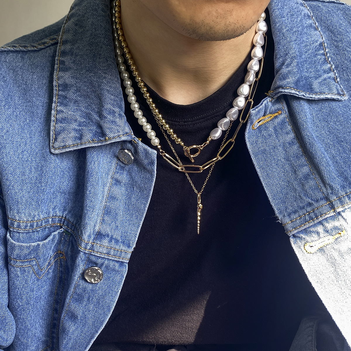 1 Piece Fashion Conch Alloy Pearl Plating Menu0027S Layered Necklaces