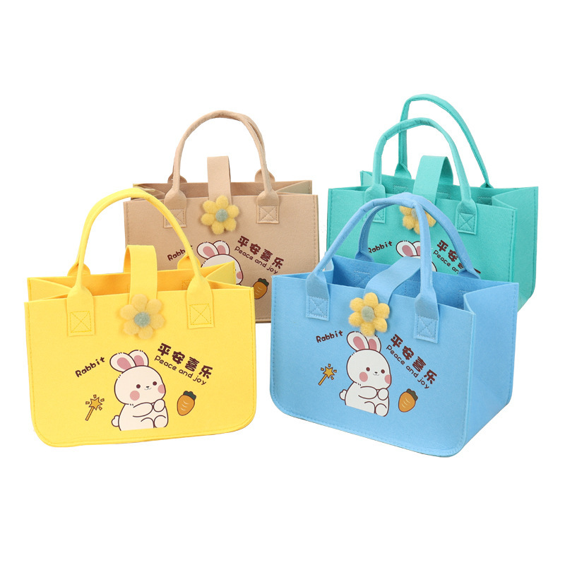 毛毡包定制周岁百日宴伴手礼卡通毛毡手提袋节日创意妈咪小拎包|undefined