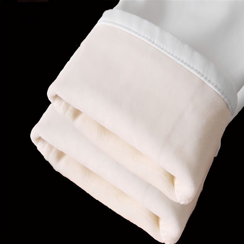 冬季高腰加绒加厚牛仔裤女白色铅笔裤显瘦弹力保暖小脚裤 女靴裤