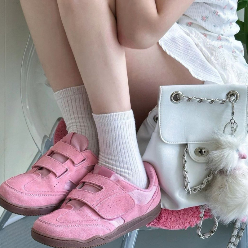 Genuine Leather 2024 Korean Niche Genuine Leather Velcro Round Toe Moral Training Shoes for Women Casual Sports Style Flats Bottom Versatile Sneakers Genuine Leather 2024 Korean Niche Genuine Leather Velcro Round Toe Moral Training Shoes for Women Casual Sports Style Flats Bottom Versatile Sneakers