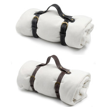 批发皮革瑜伽垫绑带 户外便携野餐垫毛毯捆绑带 皮革瑜伽手提袋