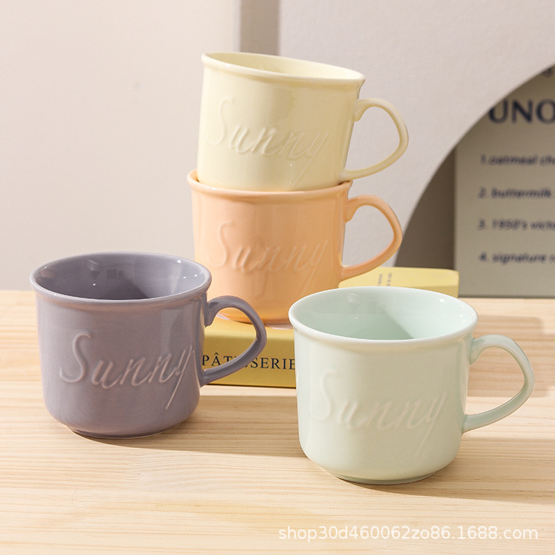 Simple European Breakfast Cup Ceramic Mug Household Milk Oatmeal Cup Microwave Oven Company Gift Souvenir